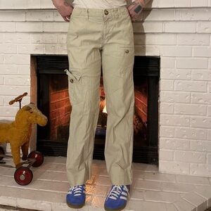 Y2K crème cargo utility pants